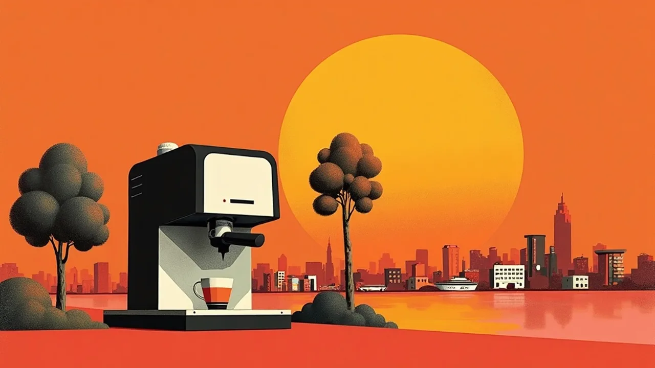 Comptoir de café de spécialité avec machine et tasses dans un coffee shop parisien