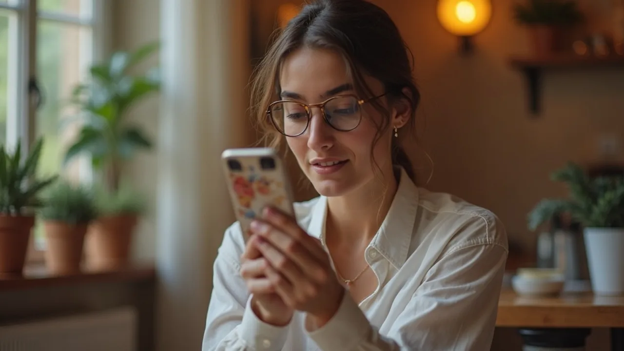 Main tenant un smartphone affichant le compteur de vues d'une vidéo TikTok