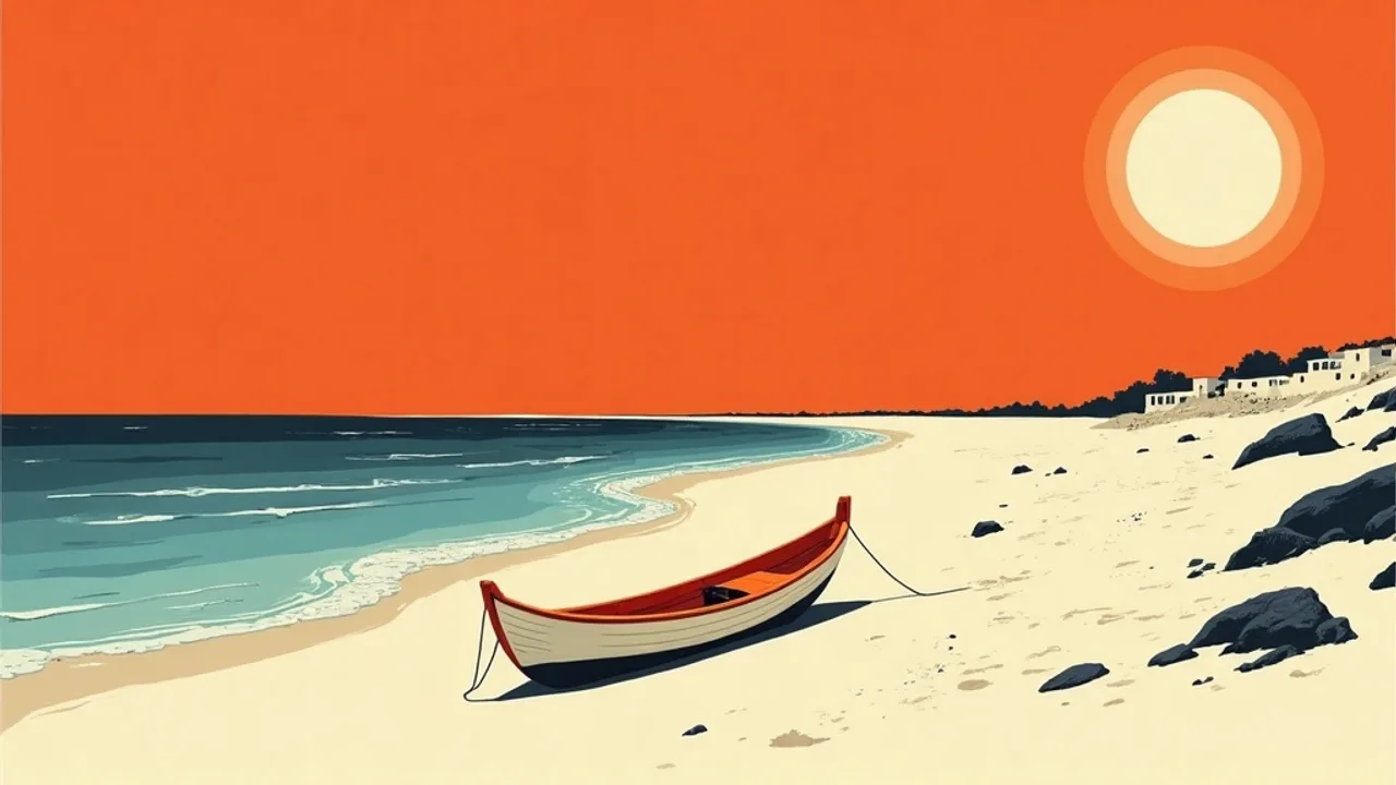 Transats blancs sur une plage devant une mer turquoise