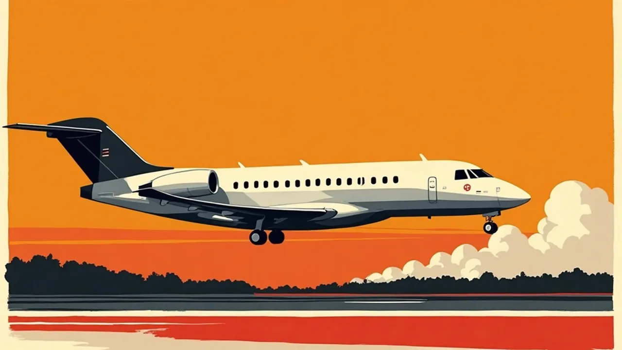 Avion de ligne au décollage au coucher du soleil