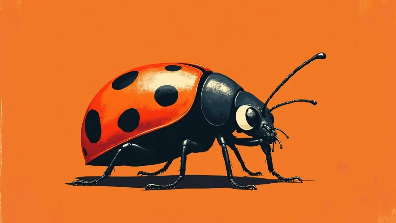 Coccinelle rouge à points noirs posée sur une feuille verte
