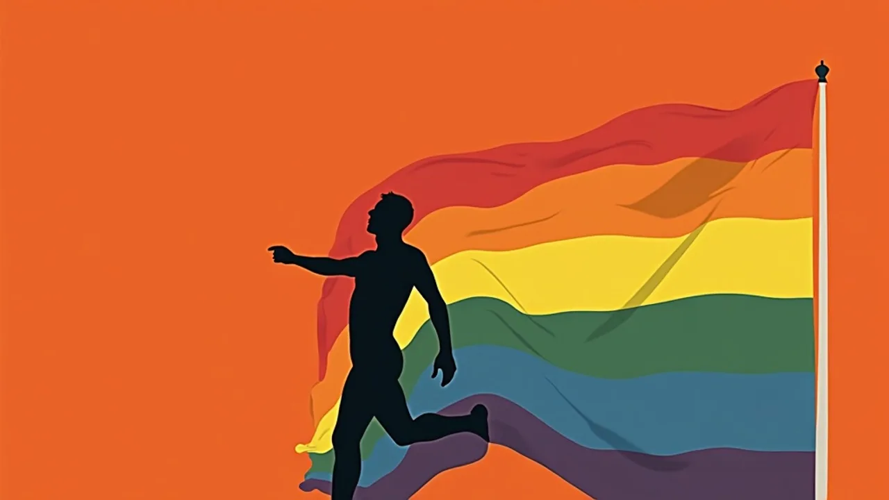 Drapeau arc-en-ciel LGBT flottant lors d'un événement