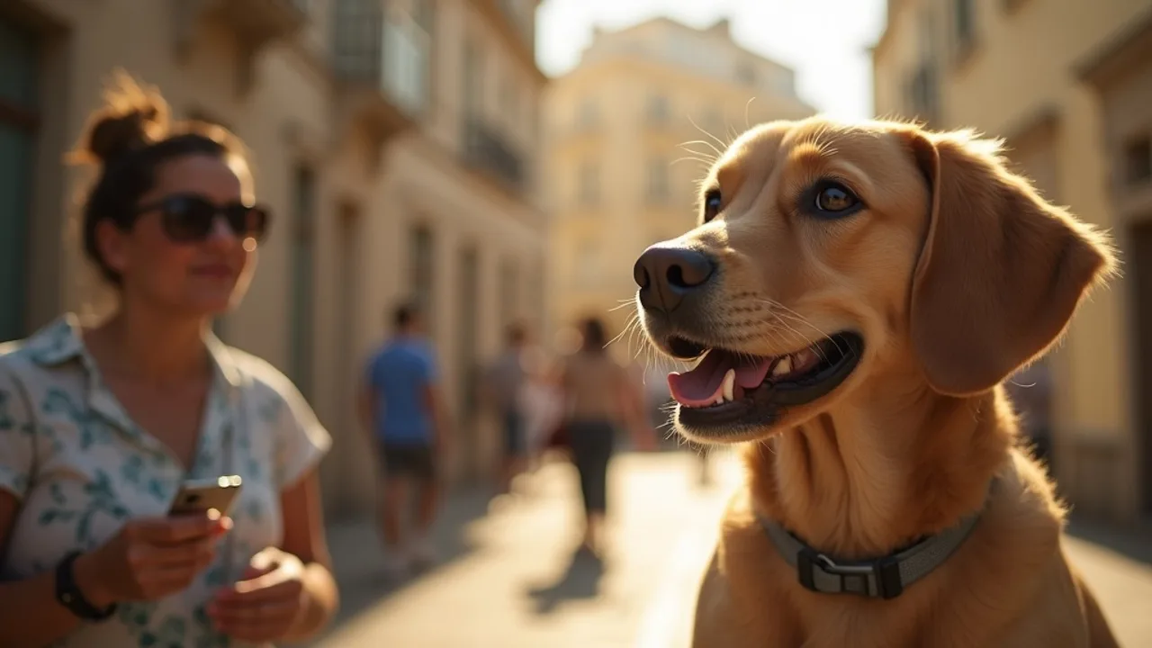 Chien filmé en gros plan devant un smartphone