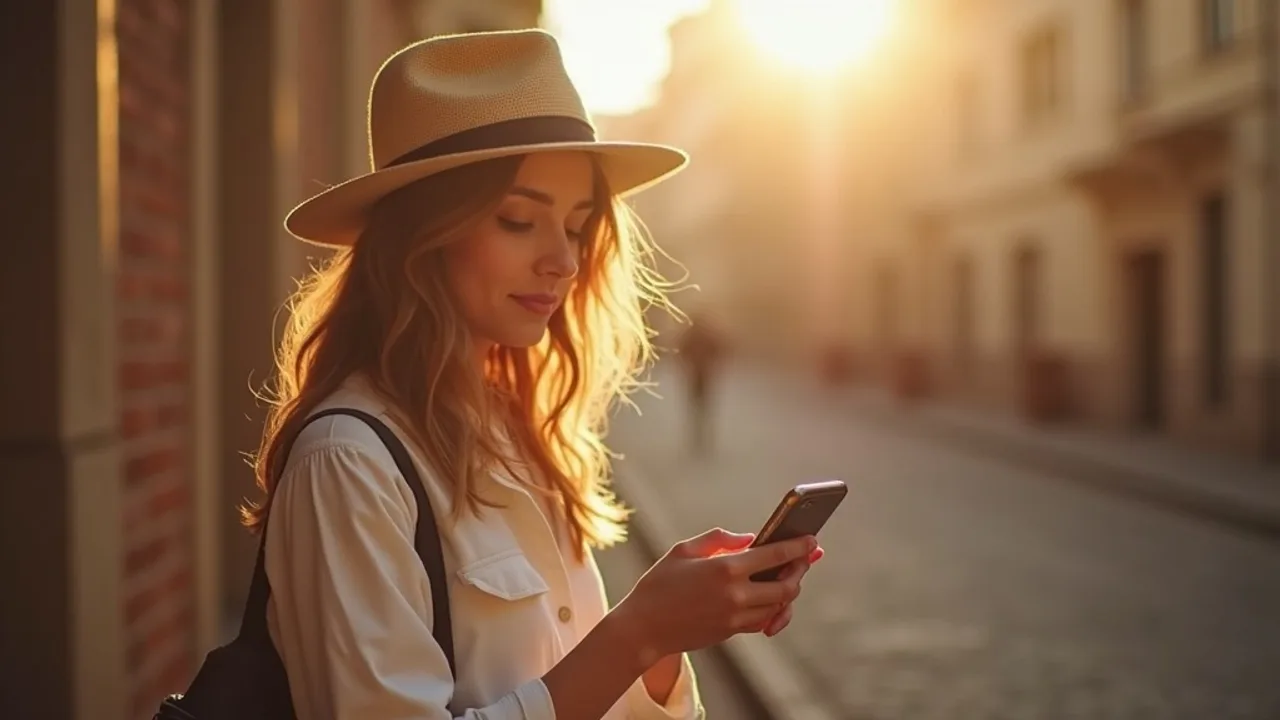 Personne masquant son visage derrière un smartphone affichant une story